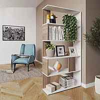 Стеллаж для книг, растений и других вещей в гостиную, спальню, кабинет, офис Дуб Сонома / Белый