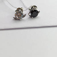 Срібні сережки Янгол та Демон