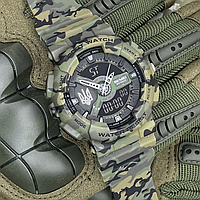 Годинники камуфляж з логотипом ЗСУ Patriot Військові та армійські годинники з підсвічуванням час дата день тижня Patriot
