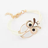 Жіночий браслет із Совою сова OWL зі стразами чорний білий, фото 2
