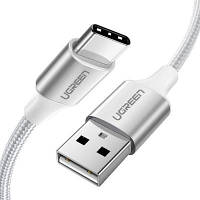 Дата кабель USB 2.0 AM to Type-C 1.0m US288 Aluminum Braid White Ugreen (60131)