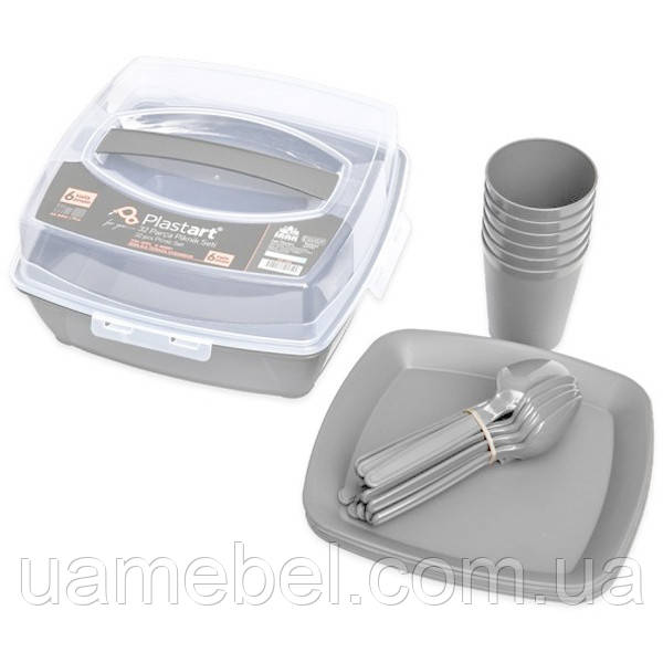 Набір посуду для пікніка SP-180 світло-сірий, фото 1