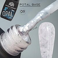 База лиловая с поталью серебро для ногтей Potal base Global Fashion 8 ml №09