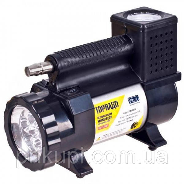 Компресор "Торнадо" КА-Т12181 150psi/15Amp/40л/ліхтар/прикур.+ перехідник/шланг 3,0 м (КА-Т12181), фото 1