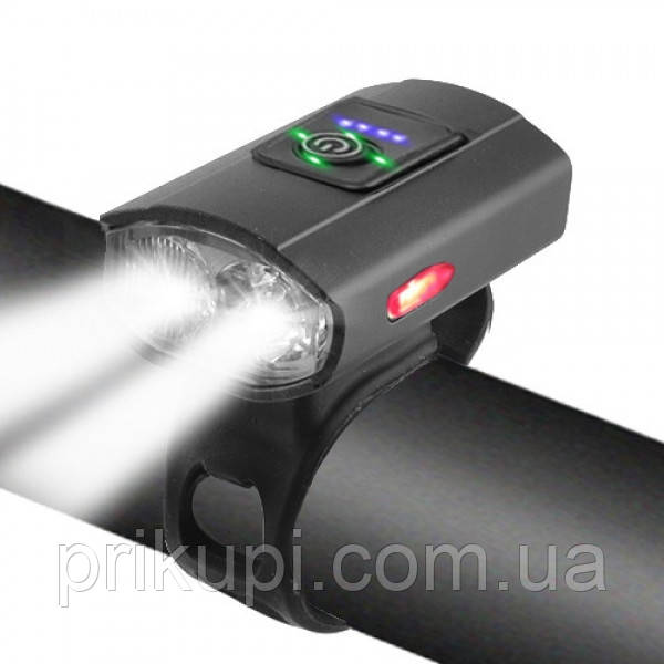 Велофонар 2285-2XPE ULTRA LIGHT, ALUMINUM, індикація заряду, Waterproof, акум., ЗП micro USB