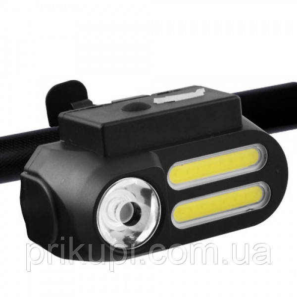 Велофонар BL-611-1LM+2COB, ЗП micro USB, 1x18650