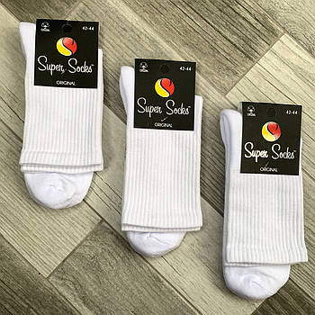 Шкарпетки чоловічі махрова стопа бавовна Super Socks, арт. 005, розмір 39-42, білі, 08911