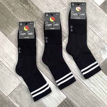 Шкарпетки чоловічі махрові термо бавовна Super Socks, арт. 029, розмір 39-42, чорні, 08909