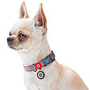 Нашийник 31-49 см 25 мм WAUDOG Re-cotton з QR паспортом відновлена бавовна пластикова пряжка фіолет для собак, фото 3