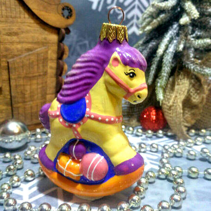 Скляна ялинкова іграшка Коник-гойдалка 349/с, фото 1