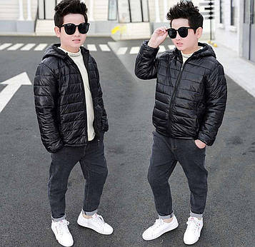 Куртка для хлопчика демісезонна в спортивному стилі чорна