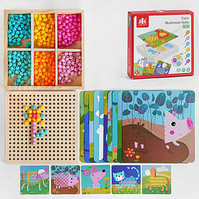 Дерев’яна іграшка Мозаїка дерев'яна платформа, 10 карток, 6 видів мозаїки, у кор. (C52496)