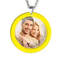 Підвіска на дзеркало авто сімейна з фото сім'ї — обідок персиково жовтий