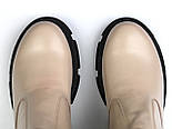Бежеві Челсі шкіряні жіноче зимове взуття на цигейці COSMO Shoes New Chelsea Latte, фото 6