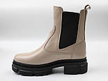 Бежеві Челсі шкіряні жіноче зимове взуття на цигейці COSMO Shoes New Chelsea Latte, фото 2