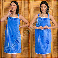 Рушник - халат метелик Magic Towel жіноче мікрофібра для сауни лазні 135*80 Синій