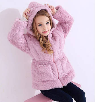 Дитяча куртка з штучного хутра для дівчинки "Мішутка" рожевий