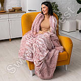 Двостороннє покривало плед Хутряний "Норка" Травка Євро 220x240 см Ліловий у подарунковій сумці, фото 5