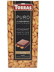 Шоколад чорний Torras Puro Fondant Almonds з мигдалем 200 g Без глютена