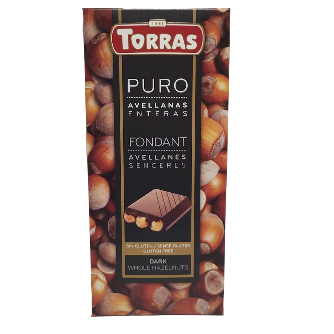 Шоколад чорний Torras Puro Fondant із фундуком 200 g Без Глютена
