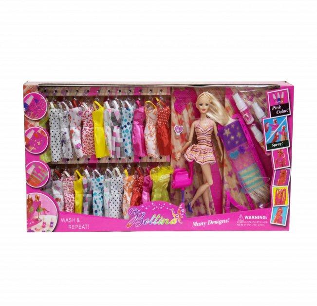 Дитяча лялька з одягом і аксесуарами, шарнірна  68033, з фарбами для волосся