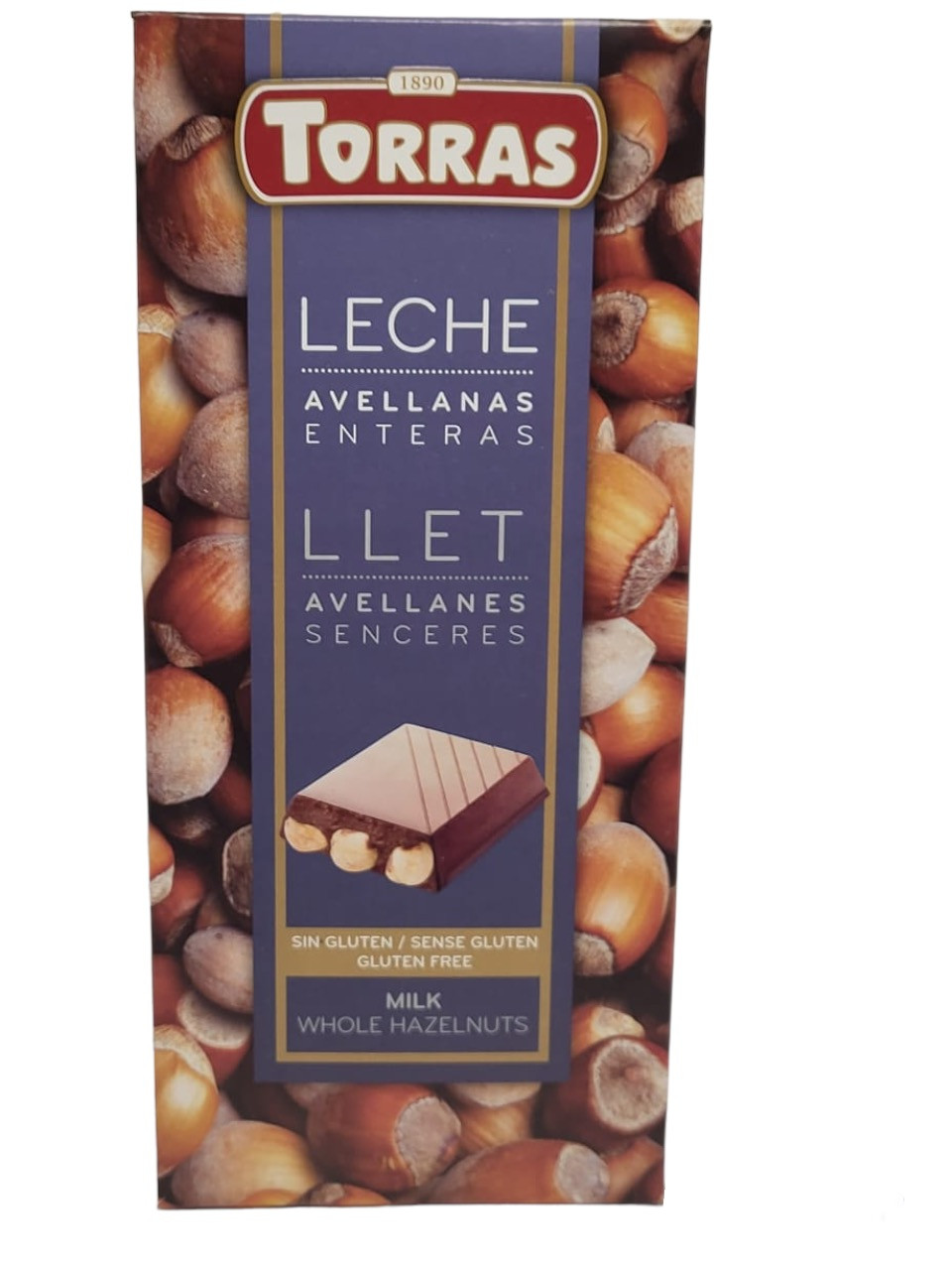 Шоколад молочний Torras із цілісним фундуком 200 g Без Глютена