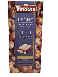 Шоколад молочний Torras із цілісним фундуком 200 g Без Глютена