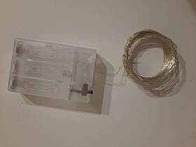 Світлодіодна гірлянда НА БАТАРЕЙКАХ РОСА 50LED 5м білий. Новорічна гірлянда