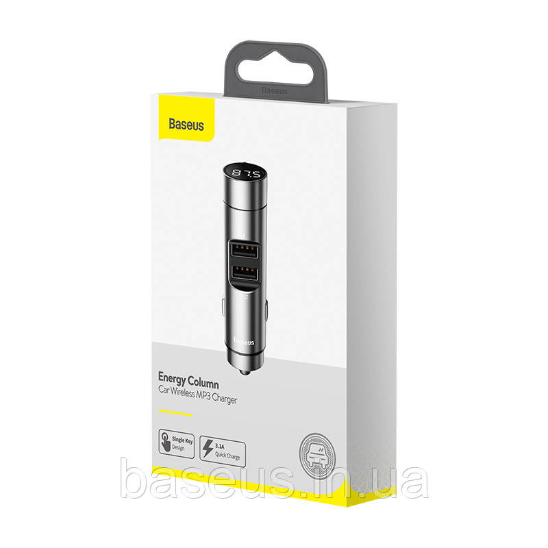 Адаптер автомобільний BASEUS Energy Column Car Wireless MP3 charger 2USB, 3.1A CCNLZ-0G