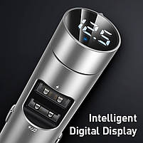 Адаптер автомобільний BASEUS Energy Column Car Wireless MP3 charger 2USB, 3.1A CCNLZ-0G, фото 8