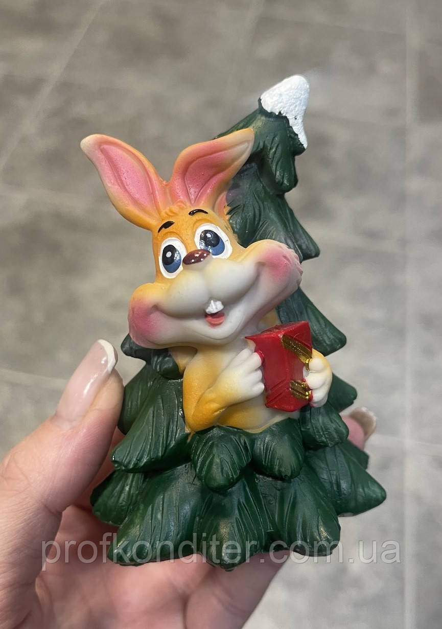 Силіконовий молд для шоколаду "Зайка з ялинцI", фото 1