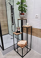 Підставка під квіти Перейра каркас чорний, полички ЛДСП Дуб античний, 40х40х101,6 см (Vitan ТМ)