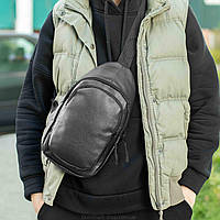 Мужская нагрудная сумка слинг через плечо Soft однолямочный рюкзак PU кросс-боди