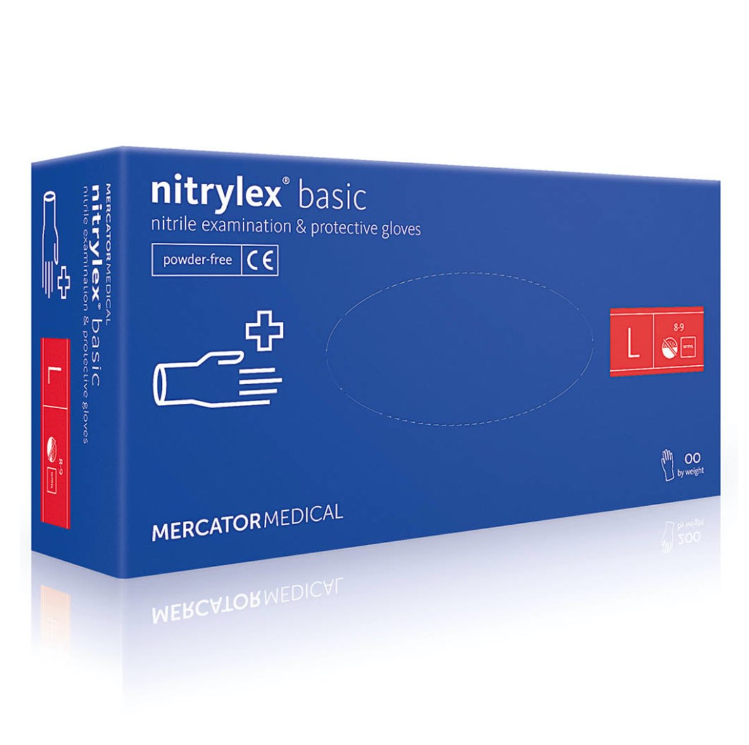 Рукавички нітрилові NITRYLEX BASIC 100 шт сині L, фото 1