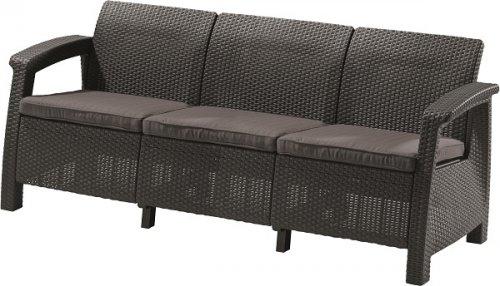 Софа садова Corfu love seat max тримісний пластик Сірий (Time EcoTM)