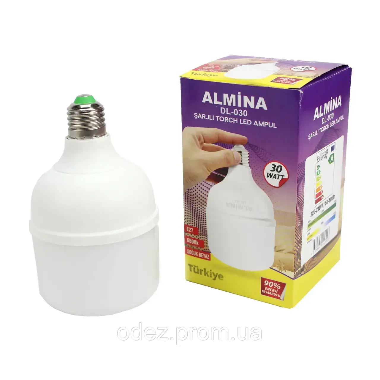 Акумуляторна лампочка Almina DL-030 (30 Вт), LED-лампочка з цоколем E27