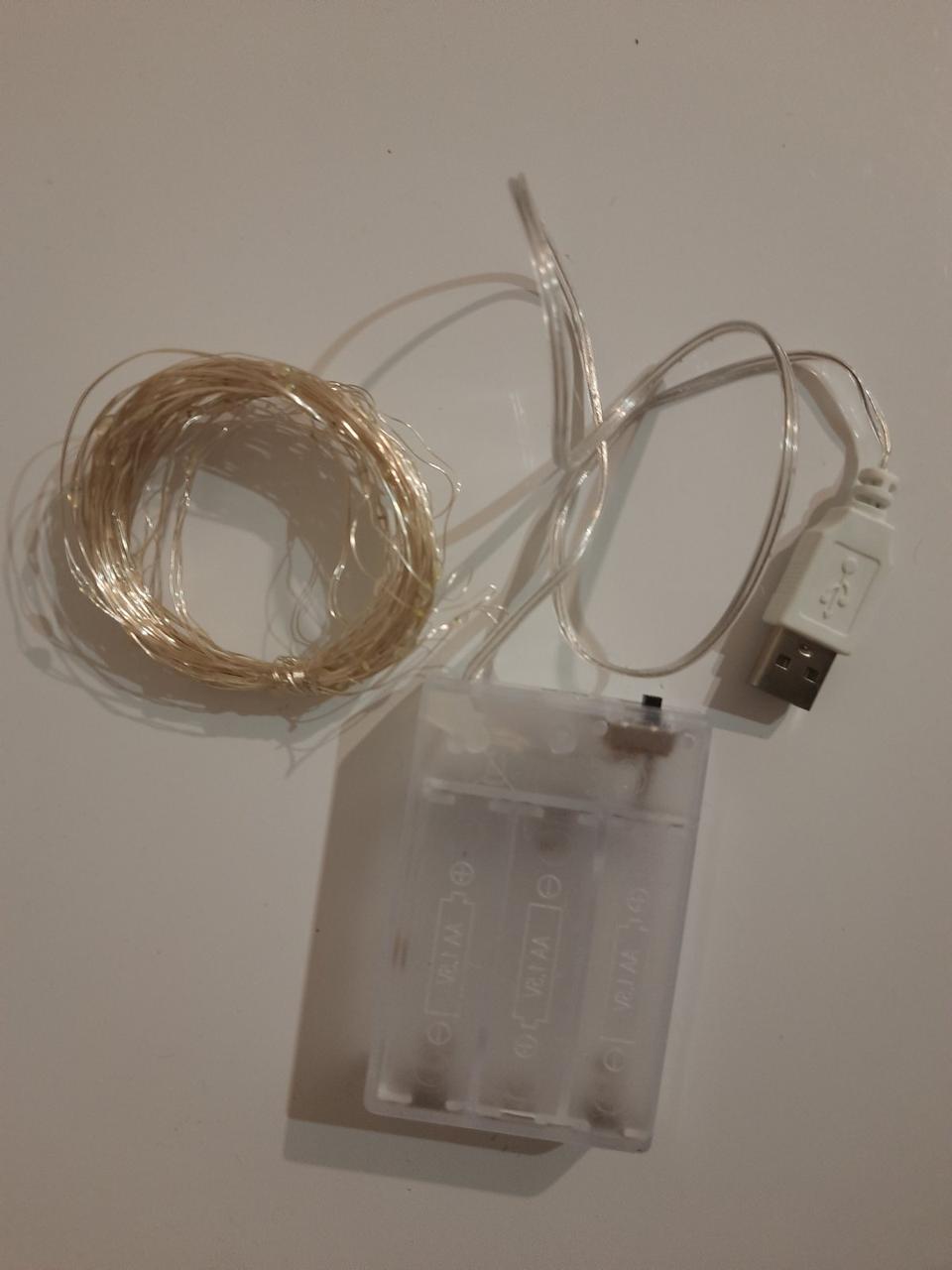 Cвітлодіодна гірлянда НА БАТАРЕЙКАХ +USB РОСА 100 LED 10м тепла біла