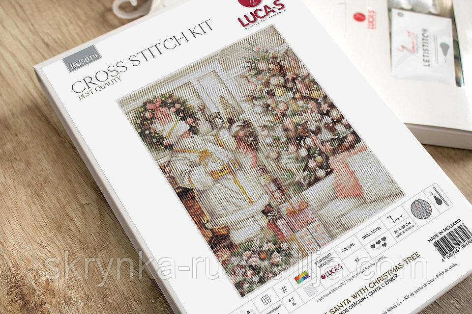 Набір для вишивки хрестиком BU5019 Luca-S Санта з ялинкою 25х32см (Aida 16 Zweigart)