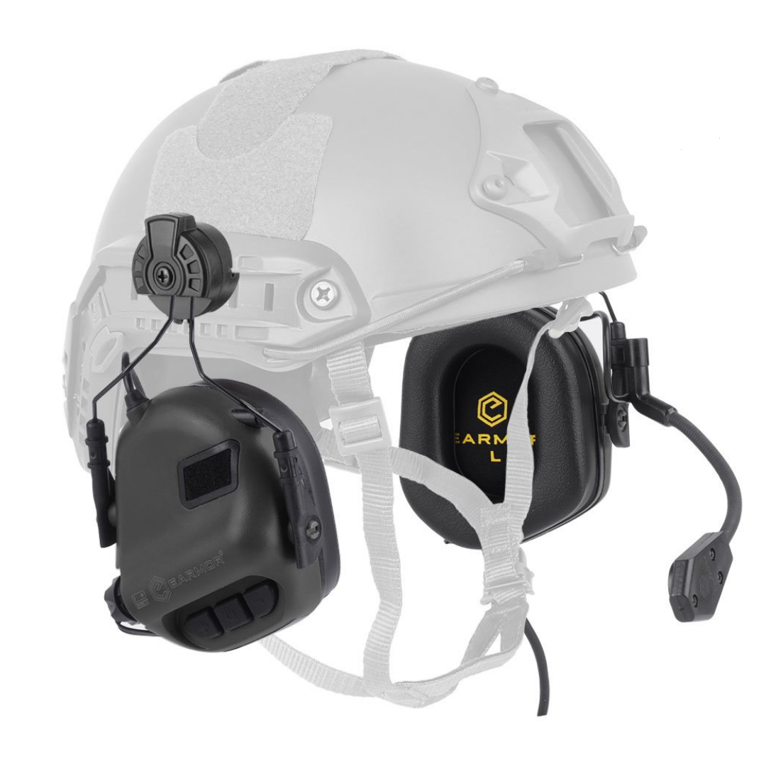 Навушники для стрільби активні з гарнітурою на шолом, каску Earmor M32H Black