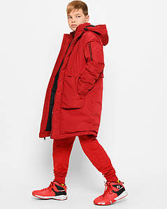 Модна зимова куртка парка для хлопчика прямого покрою 6-17 років X-Woyz 8337-14 червона