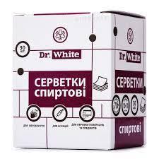 Серветки спиртові No30 Dr.WHITE 10x10 см
