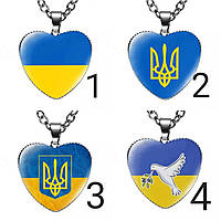 Кулон, подвеска, ожерелье. Сердце. Символ Украины. Герб Украины. Кулон Тризуб. Кулон на цепочке. Флаг Украины.
