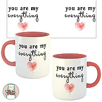 Горнятко / чашка "You are my everything" heart Рожевий