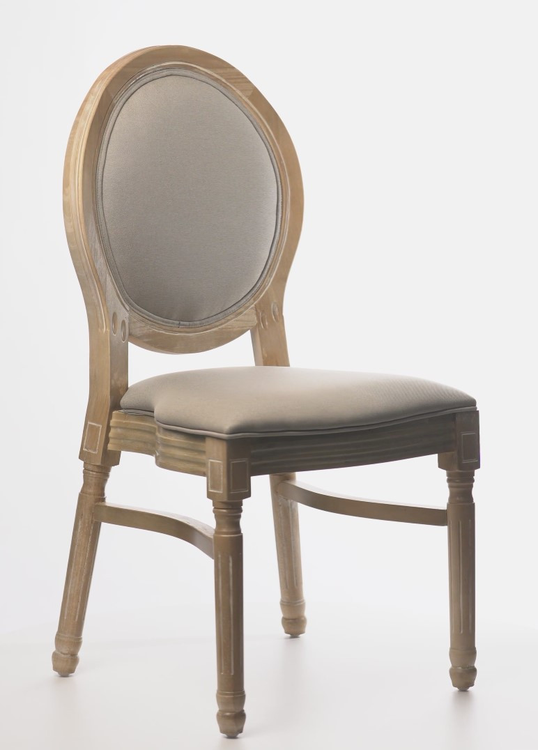 Стілець дерев'яний Louis Antique з м'якою спинкою льон із натуральної берези REMY-DECOR для дому кафе ресторану