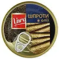 Шпроты копченные в растительном масле Varo, 170 г ж/б, цельными кусками