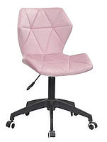 Стілець Torino BK Modern Office велюр рожевий 1021 на чорній хрестовині з коліщатками, фото 2