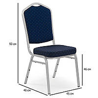 Синие классические стулья для кухни K-66 S тканевые на серебристых ножках