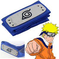 Синяя повязка (налобный протектор) Наруто, с символикой "Скрытый Лист" - Naruto Cosplay
