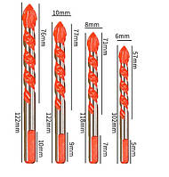 Сверло для плитки бетона кирпича стекла пластика дерева и мрамора оранжевое 10 мм