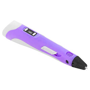 3D-ручка з LCD-дисплеєм і комплектом екопластику для малювання 3DPen Hot Draw 3 Violet